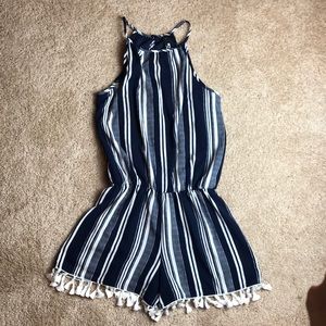 ING Striped Romper with tassels